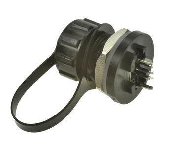 Socket; miniUSB B; 17-250021; USB 2.0; black; for panel; screw; straight; bayonet; plug-in; PBT; Conec; RoHS