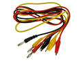 Test leads; TLM3-3szt; crocodile clip / banana plug; 4mm; 0,9m; ABS; 0,28mm2; black, red and yellow; 2A; 30V
