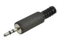 Plug; jack 2,5; WJ-2,5SP; stereo; straight; plastic; black; for cable; solder; RoHS