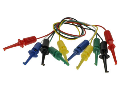Test leads; H-H; 2x hook; hook; 0,3m; PVC; 1mm2; 5 colors; 10A; 60V; brass