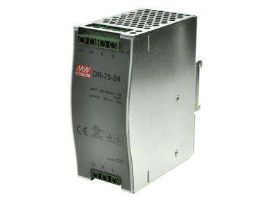 Power Supply; DIN Rail; DR-75-24; 24V DC; 3,2A; 76,8W; LED indicator; Mean Well