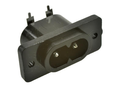 Plug; AC power; IEC C8; WT65D; angled 90°; through hole; for panel with bracket; screw; 2,5A; 250V