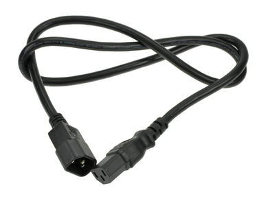 Cable; extension cord; PK-3WP1,0; IEC C14 IBM straight plug; IEC C13 IBM straight socket; 1m; black; 3 cores; 0,75mm2; PVC; round; stranded; Cu