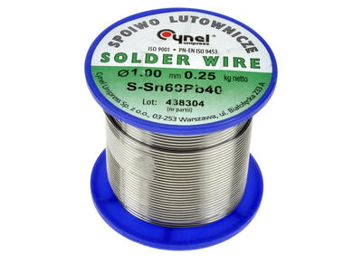 Spoiwo lutownicze; lead; LC60/1,00/0,25; 1,0mm; reel 0,25kg; Sn60Pb40; Cynel; wire; flux free; solder tin