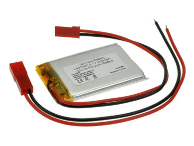 Rechargeable battery; Li-Po; 403045; 3,7V; 450mAh; 4x30x45mm; PCM protection; connector + socket 2,54*2pins; AKYGA; RoHS