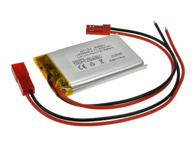 Rechargeable battery; Li-Po; 603048; 3,7V; 850mAh; 6x30x48mm; PCM protection; connector + socket 2,54*2pins; AKYGA; RoHS