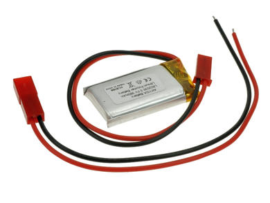 Rechargeable battery; Li-Po; 602035; 3,7V; 380mAh; 6x20x35mm; PCM protection; connector + socket 2,54*2pins; AKYGA; RoHS