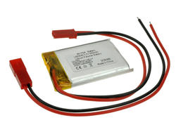 Rechargeable battery; Li-Po; 503040; 3,7V; 550mAh; 5x30x40mm; PCM protection; connector + socket 2,54*2pins; AKYGA; RoHS