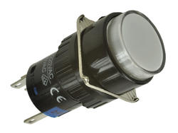 Przełącznik; przyciskowy; LAS1-AY-11Z/W/24V; ON-ON; biały; podświetlenie LED 24V; biały; do lutowania; 2 pozycje; 5A; 250V AC; 16mm; 30mm; Onpow