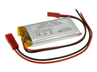 Rechargeable battery; Li-Po; 863056; 3,7V; 1700mAh; 8,6x30x56mm; PCM protection; connector + socket 2,54*2pins; AKYGA; RoHS