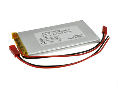 Rechargeable battery; Li-Po; 505192; 3,7V; 3300mAh; 5x51x92mm; PCM protection; connector + socket 2,54*2pins; AKYGA; RoHS