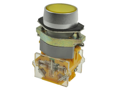 Przełącznik; przyciskowy; LAS0-A1Y-11ZY; ON-OFF+OFF-ON; żółty; bez podświetlenia; śrubowe; 2 pozycje; 10A; 500V AC; 22mm; 50mm; Onpow