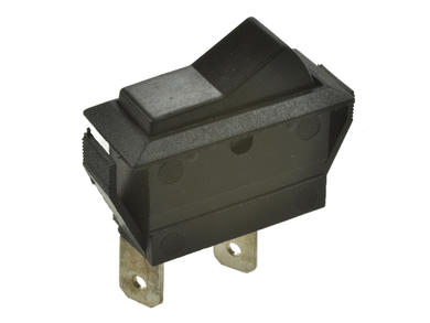 Przełącznik; klawiszowy; ASW09-101; ON-OFF; 1 tor; czarny; bez podświetlenia; bistabilny; Wyprowadzenia: konektory 4,8x0,8mm; 11,6x28,3mm; 2 pozycje; 20A; 12V DC; RoHS