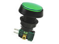 Switch; push button; 910-2-10-1C2 GREEN 24V LED; ON-(ON); green; LED 24V backlight; green; 4,8x0,8mm connectors; 2 positions; 10A; 250V AC; 25mm; 56mm; Highly