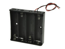 Battery holder; BHC-18650; 4x18650; with 100mm cable; container; black; 18650