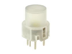 Tact switch; 12mm; 14,3mm; KS01-BLV-5; 12,8mm; through hole; 4 pins; white; round shape; OFF-(ON); LED 5V backlight; white; 10mA; 35V DC; 130gf; Highly; RoHS