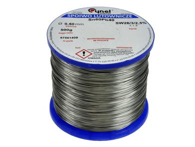 Soldering wire; 0,5mm; reel 0,5kg; LC60/0,50/0,50; lead; Sn60Pb40; Cynel; wire; SW26/3/2.5%; solder tin