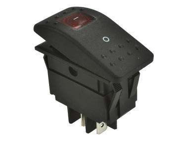 Switch; rocker; A-667H; ON-OFF; 2 ways; red; LED 12-24V backlight; red; bistable; 6,3x0,8mm connectors; 22x37mm; 2 positions; 16A; 250V AC