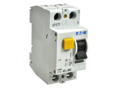 RC Circuit breaker; CFI6 63/2/003; 63A; 230V AC; 0,03A; 2 ways; AC; DIN rail mounted; screw; Eaton; RoHS
