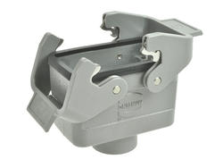 Connector housing; Han A; 19300101730; 10B; metal; straight; for cable; entry for M20 cable gland; with double locking levers; one side cable entry; grey; IP65; Harting; RoHS