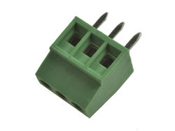 Terminal block; DG308-2.54-03P; 3 ways; R=2,54mm; 8,5mm; 6A; 150V; through hole; straight; square hole; slot screw; screw; horizontal; 1,0mm2; green; Degson; RoHS
