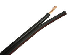 Wire; speaker; TLYp; 2x1,00mm2; stranded; Cu; black; PVC; flat; 50V; 100m spool; Mercor; RoHS