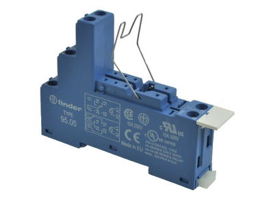 Relay socket; F95.05.SMA; DIN rail type; panel mounted; blue; with clamp; Finder; RoHS; 40.52; 40.61; HF115; RM84; RM85; RM94