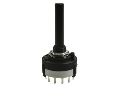 Switch; rotary; DS-3 3-4poz-38; 4xON; 4 positions; bistable; na panel; Leads: through hole; 3 ways; black; 0,3A; 125V AC; 0,1A; 30V DC; white-black; plastic; IP20