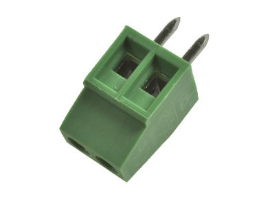 Terminal block; DG308-2.54-02P; 2 ways; R=2,54mm; 8,5mm; 6A; 150V; through hole; straight; square hole; slot screw; screw; horizontal; 1,0mm2; green; Degson; RoHS