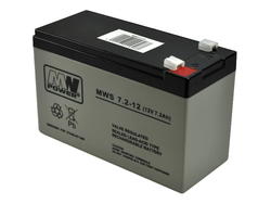 Rechargeable battery; lead-acid; maintenance-free; MWS 7,2-12; 12V; 7,2Ah; 151x65x94(100)mm; connector 4,8 mm; MW POWER; 2kg; 3÷5 years
