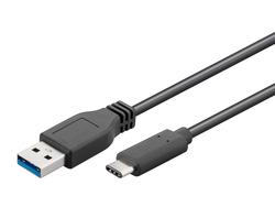 Cable; USB; K67890; USB-C plug; USB-A 3.0 plug; 1m; black; round; PVC; Goobay; RoHS