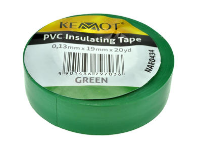 Tape; insulation; TISGR20Y19MM; 20Y; 19mm; 0,13mm; green; KEMOT; self-adhesive