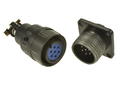 Connector; C06/7p; 7 ways; solder; 0,5mm2; 8mm; cable socket & panel mounted plug; 16mm; grey; blue; 5A; Connfly; RoHS