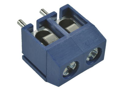 Terminal block; DG301-5.0-02P; AK301; 2 ways; R=5,00mm; 10mm; 15A; 300V; through hole; straight; round hole; cross screw; screw; horizontal; 1,5mm2; blue; Degson; RoHS