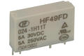 Relay; electromagnetic miniature; HF49FD-024-1H11T   (JZC49F); 24V; DC; SPST NO; 5A; 250V AC; 5A; 30V DC; PCB trough hole; Hongfa; RoHS
