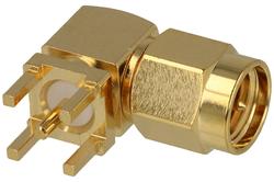 Plug; SMA; M-SMA-902-P; through hole; RG174 50 Ohm; angled 90°; impedance 50 Ohm; golden; Connectar; RoHS