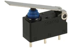 Microswitch; D2HW-A221D; lever; 20mm; 1NO+1NC common pin; snap action; trough hole; 0,1A; 125V; IP67; Omron; RoHS