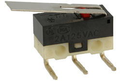 Microswitch; KW10-Z2R-150; lever; 15mm; 1NO+1NC common pin; snap action; angled 90°; trough hole; 1A; 250V; KLS; RoHS