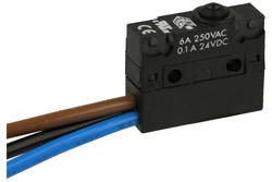 Microswitch; SR0-00C; without lever; 1NO+1NC common pin; snap action; with 30cm cable; 3A; 250V; IP67; Highly; RoHS