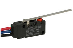 Microswitch; G5W11-WZ100A03-W3; lever; 59,4mm; 1NO+1NC common pin; snap action; with 30cm cable; 10A; 250V; IP67; Canal; RoHS