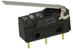 Mikroprzełącznik; SR0-03P; dźwignia; 25mm; 1NO+1NC wspólny pin; szybkie; przewlekany (THT); 3A; 250V; IP67; Highly; RoHS
