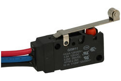 Microswitch; G5W11-WZ100A06-W3; lever with roller; 34mm; 1NO+1NC common pin; snap action; with 30cm cable; 10A; 250V; IP67; Canal; RoHS