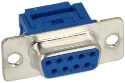 Socket; D-Sub; Canon 9p; 9 ways; for flat cable; crimped; straight; blue; plastic; selectively gold-plated; screwed; Oupin; RoHS