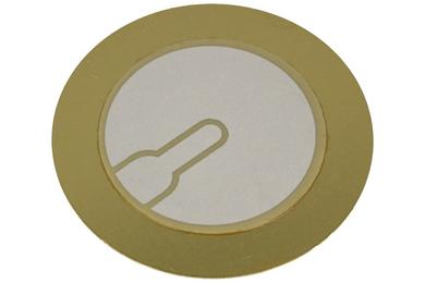 Piezoelectric buzzer; FT-35T-2.8A1; dia. 35mm; 2,8kHz; surface mounted (SMD); diaphragm; brass; extern driven; 0,5mm; 24nF; KEPO; RoHS