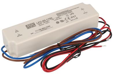 Power Supply; for LEDs; LPC-60-1750; 9÷34V DC; 1,75A; 59,5W; constant current design; IP67; Mean Well