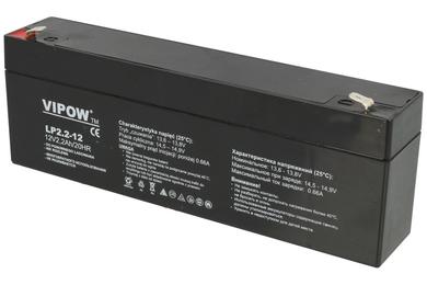 Rechargeable battery; lead-acid; maintenance-free; LP2.2-12; 12V; 2,2Ah; 178x34x60(66)mm; connector 4,8 mm; VIPOW; 0,97kg