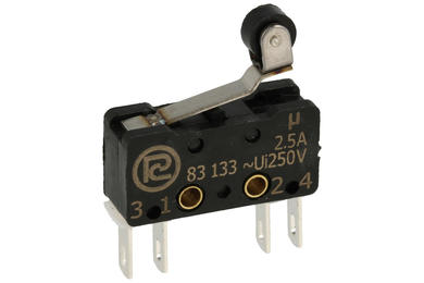 Microswitch; 83-133s-54ER-14,1; lever with roller; 14,1mm; 1NO+1NC; snap action; conectors 2,8mm; 2,5A; 250V; IP40; Promet; RoHS