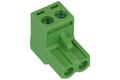 Terminal block; 2ESDV-02P; 2 ways; R=5,08mm; 18mm; 15A; 300V; for cable; angled 90°; square hole; slot screw; screw; vertical; 0,2÷2,5mm2; green; Dinkle; RoHS