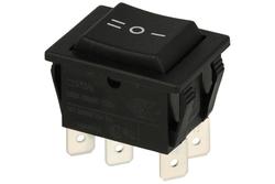 Switch; rocker; C1572ALBBI0II; (ON)-OFF-(ON); 2 ways; black; no backlight; momentary; 6,3x0,8mm connectors; 22x30mm; 3 positions; 16A; 250V AC; Bulgin