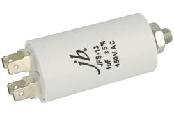 Capacitor; motor; 1uF; 450V; fi 30x56mm; 6,3mm connectors; screw with a nut; JYC; RoHS